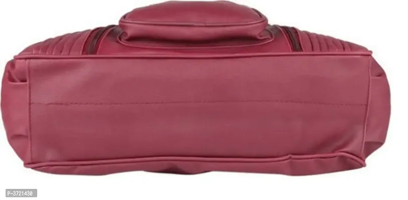 Magenta Pu Solid Handbags For Women-thumb4