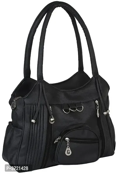 Black PU Handbag With 2 Compartment-thumb3