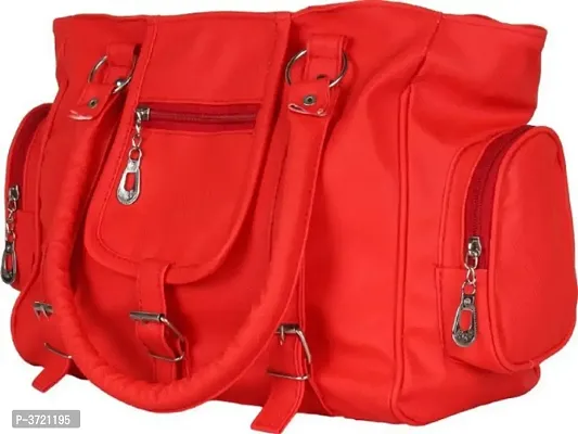 Stylish Red PU Handbag With 2 Compartment-thumb2