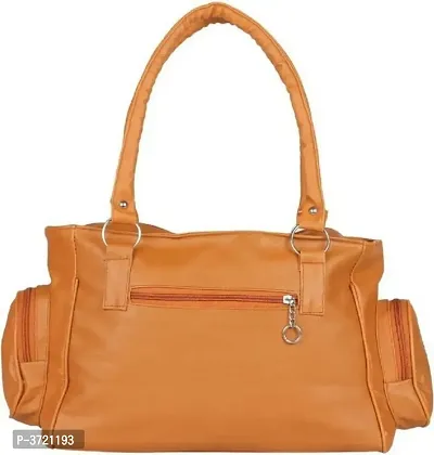 Stylish Tan PU Handbag With 2 Compartment-thumb2