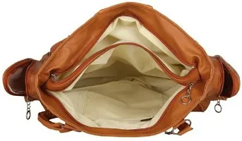 Stylish Tan PU Handbag With 2 Compartment-thumb2