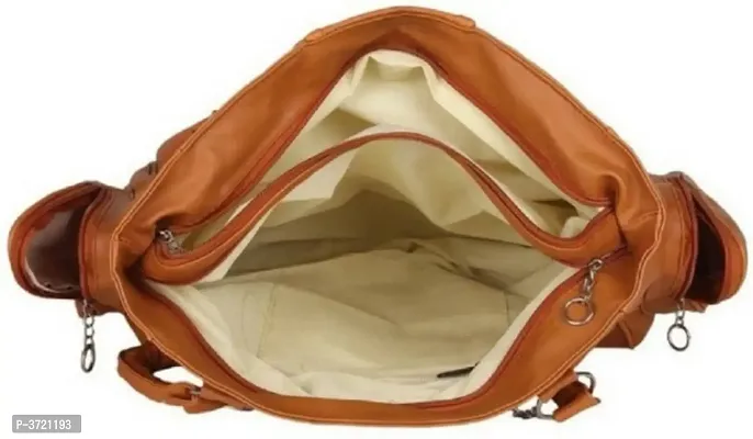 Stylish Tan PU Handbag With 2 Compartment-thumb3