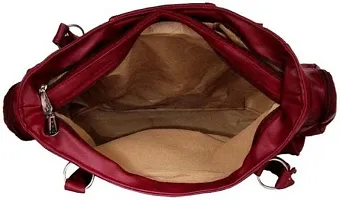 Elegant Maroon PU Handbag With 2 Compartment-thumb5