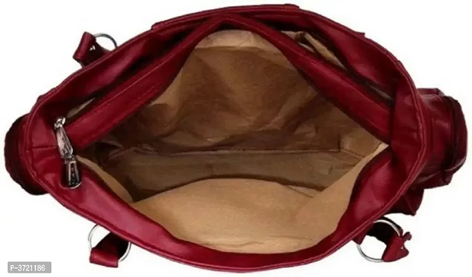 Elegant Maroon PU Handbag With 2 Compartment-thumb6