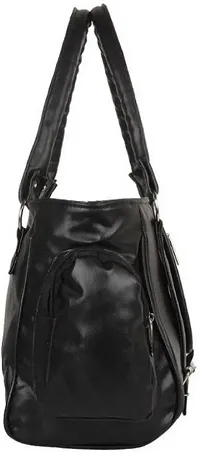 Stylish Black Pu Solid Handbags For Women-thumb2
