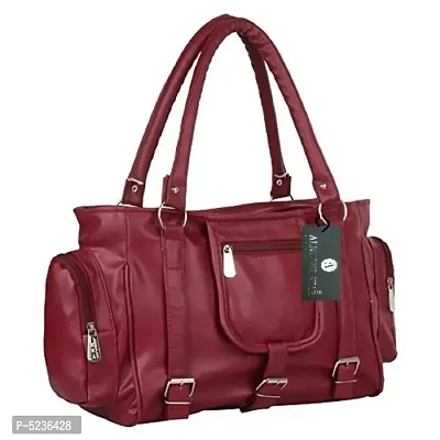 Maroon PU Handbag With 2 Compartment Stylish Choice-thumb0