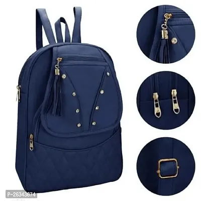 Elegant PU Blue Backpack For Womens