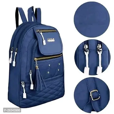 Fancy PU Backpack For Women (Blue)-thumb0