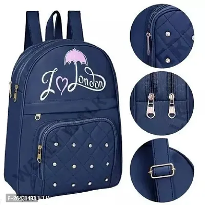 Fancy PU Leather Backpack For Women (Blue)-thumb0