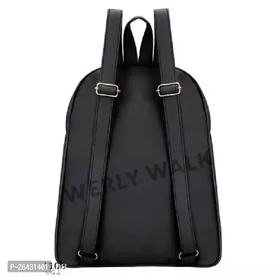 Fancy PU Leather Backpack For Women (Black)-thumb3