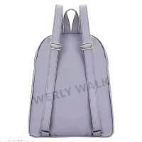 Fancy PU Leather Backpack For Women (Grey)-thumb2