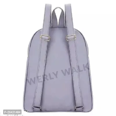 Fancy PU Leather Backpack For Women (Grey)-thumb3