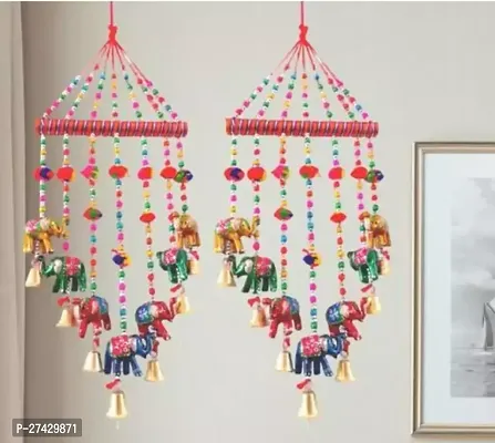 Stylish Elephant Wall Hanging Wind Chimes For Home Decor Pack Of 2