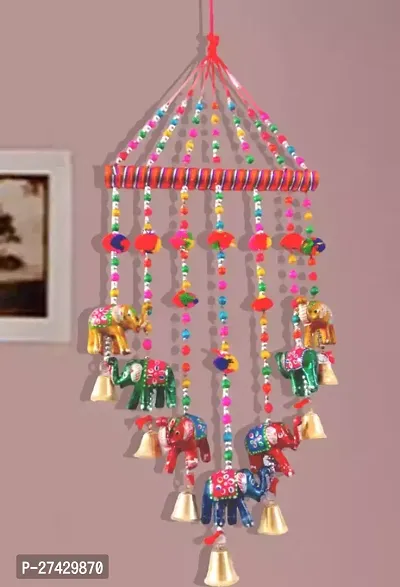 Stylish Colorful Beaded Elephant Wind Chimes For Home Decor-thumb0