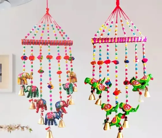 Handicraft wall hanging multicolourHandcrafted Rajasthani Bells Design Wall Hanging Decorative wall decoration PACK OF 2