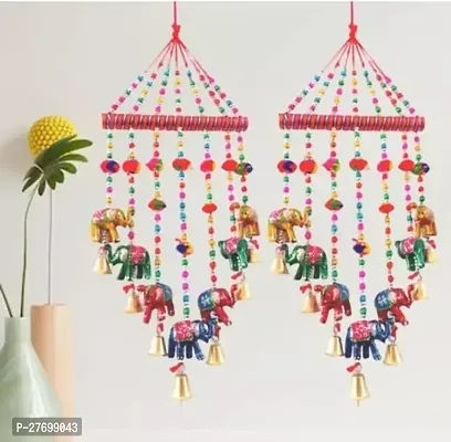 Handicraft wall hanging multicolourHandcrafted Rajasthani Bells Design Wall Hanging Decorative wall decoration PACK OF 2-thumb0