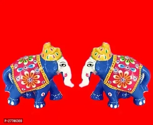 Handicraft Home Decor Elephant for Home Decor | Designer Showpiece Elephants Pair with Unique Work PACK OF 2-thumb0