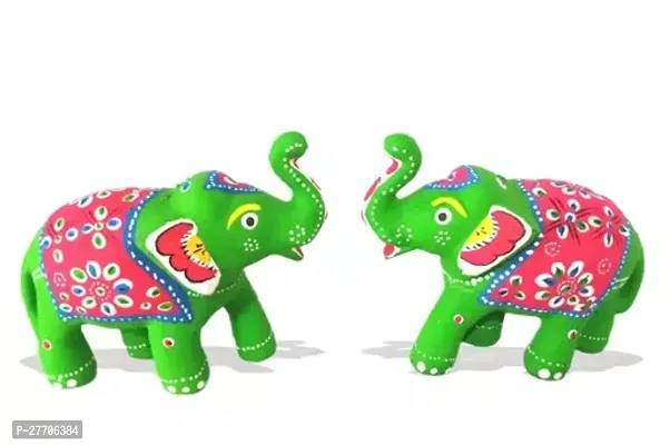 Handicraft Home Decor Elephant for Home Decor | Designer Showpiece Elephants Pair with Unique Work PACK OF 2