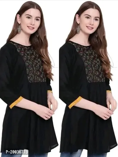 Elegant Embroidered Rayon Short Kurta For Women- Pack Of 2