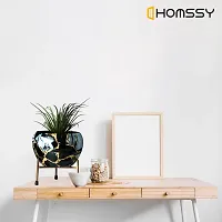 HOMSSY Printed Metal Planter with Tripod Metal Stand Black  Golden Marble (10) | Rust Free Designer Metallic Pots with Stand | for Living Room | Multipurpose Pot (Plants not Included)-thumb3