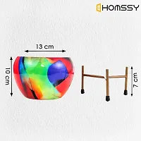 HOMSSY Printed Metal Planter with Tripod Metal Stand Multicolour (9) | Rust Free Designer Metallic Pots with Stand | Metal Plant Pots for Living Room | Multipurpose Pot (Plants not Included)-thumb2