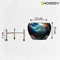 HOMSSY Printed Metal Planter with Tripod Metal Stand Multicolour (6) | Rust Free Designer Metallic Pots with Stand | Metal Plant Pots for Living Room | Multipurpose Pot (Plants not Included)-thumb2