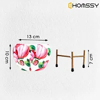 HOMSSY Printed Metal Planter with Tripod Metal Stand Red  White Floral (5) | Rust Free Designer Metallic Pots with Stand | Metal Plant Pots for Living Room | Multipurpose Pot (Plants not Included)-thumb3