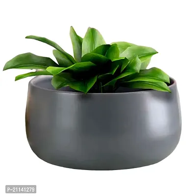 HOMSSY Grey Handi Metal Planter for Plants, Plant Pots for Home Decor, Living Room, Rust Free, Multipurpose Pot, (Plants not Included)-thumb0