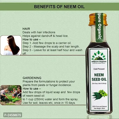 Hillpure Organic Premium Cold Pressed Neem seed Oil,100% Pure  Natural for Face, Hair  body (65 ml, Glass Bottle)-thumb4