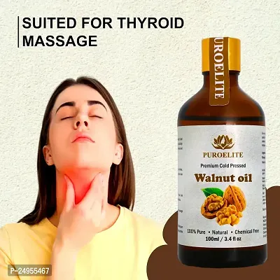 Puroelite Premium Cold Pressed Walnut Oil (Akhrot ka tel) 100% Pure  Natural for Tyroid Massage, Face, Hair, Glowing Skin, Glass bottle with dropper, 100 ml+100 ml (Pack of 2)-thumb5