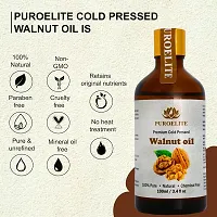 Puroelite Premium Cold Pressed Walnut Oil (Akhrot ka tel) 100% Pure  Natural for Tyroid Massage, Face, Hair, Glowing Skin, Glass bottle with dropper, 100 ml+100 ml (Pack of 2)-thumb2