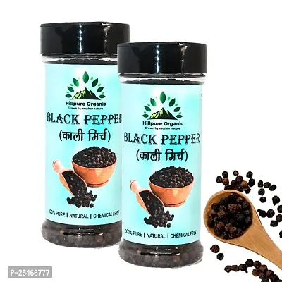 Hillpure Organic Black Pepper | Kali Mirch |100% Pure  Natural High Range Whole Black Peppercorns Special Bold | Zero Preservatives Farm Fresh Spicy Naturally Processed (100 + 100 gm) (Pack of 2)-thumb0