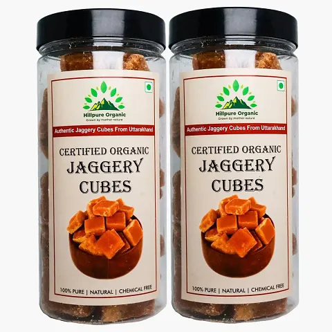 Hillpure Organic Jaggery Cubes, Gud Cubes, Authentic Jaggery Cubes (600 + 600 gm), Pack of 2