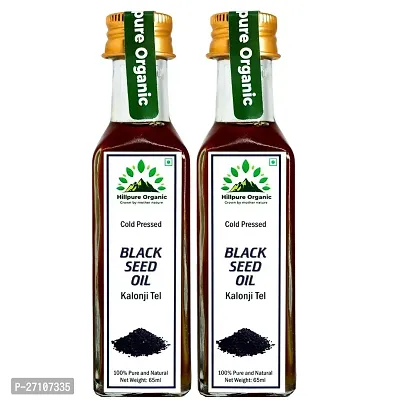 Hillpure Oganic Premium Cold Pressed Black Seed Oil,Kalonji Oil, 100% Pure  Natural for Face, Hair, Body (65 + 65 ml Glass Bottle), Pack of 2-thumb0