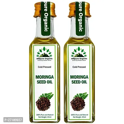 Hillpure Organic Premium Cold Pressed Moringa Seed Oil,100% Pure  Natural for Face, Hair  body (65 + 65ml, Glass Bottle), Pack of 2-thumb0
