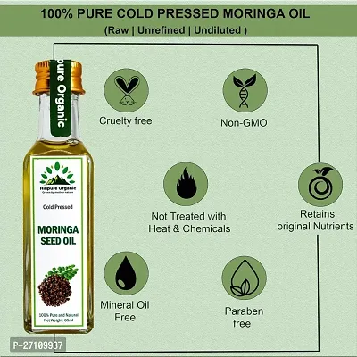 Hillpure Organic Premium Cold Pressed Moringa Seed Oil,100% Pure  Natural for Face, Hair  body (65 + 65ml, Glass Bottle), Pack of 2-thumb2