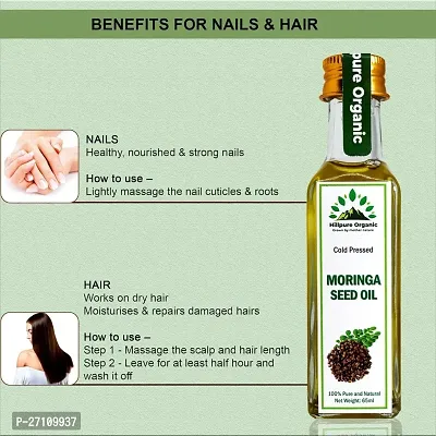 Hillpure Organic Premium Cold Pressed Moringa Seed Oil,100% Pure  Natural for Face, Hair  body (65 + 65ml, Glass Bottle), Pack of 2-thumb3