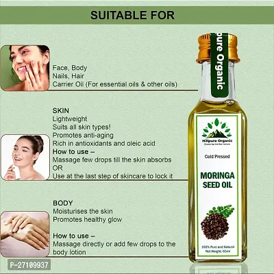 Hillpure Organic Premium Cold Pressed Moringa Seed Oil,100% Pure  Natural for Face, Hair  body (65 + 65ml, Glass Bottle), Pack of 2-thumb4