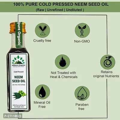 Hillpure Organic Premium Cold Pressed Neem Seed Oil,100% Pure  Natural for Face, Hair  body (65 + 65 ml, Glass Bottle), Pack of 2-thumb2