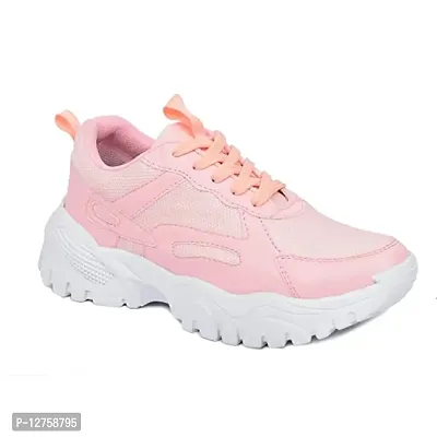 Classy Comfortable Solid Breathable Mesh Walking Running Shoes for Women (Pink, Numeric_4)-thumb0