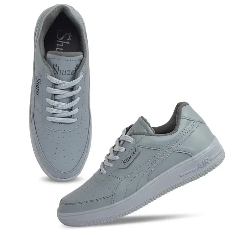 SHUZER68 Trendy Premium Comfortable Light Weight Sneakers for Men (Grey, Numeric_6)