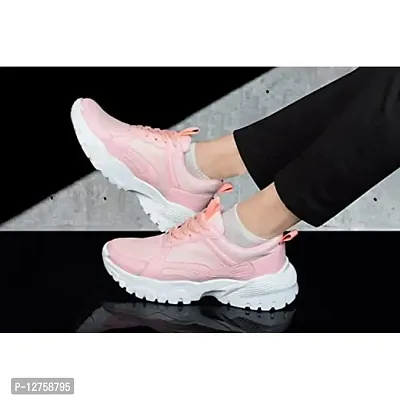 Classy Comfortable Solid Breathable Mesh Walking Running Shoes for Women (Pink, Numeric_4)-thumb3