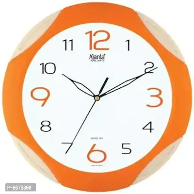 Plastic Orange Analog Wall Clock For Home