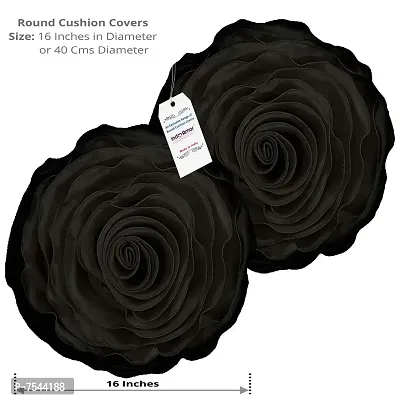 indoAmor Rose Design Super Satin Cushion Covers, 16x16 Inches (Blue  Black) - Set of 7-thumb2