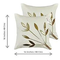 indoAmor Silk Cushion Covers, Leaves Pattern (16X16 Inches, White) Set of 7 Covers-thumb2