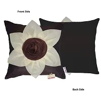 indoAmor Flower Silk Cushion Cover (Brown, 16x16 Inches) - Set of 5 Pieces-thumb2