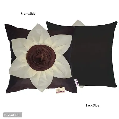 indoAmor Flower Silk Cushion Cover (Brown, 16x16 Inches) - Set of 5 Pieces-thumb3