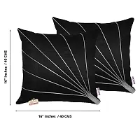 indoAmor Stripes Pattern Silk Cushion Covers (Black, 16x16 inches) - Set of 5 Pieces-thumb1