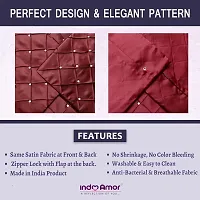 indoAmor Pintex Crystal Stone Work Satin Throw/Pillow Cushion Covers (16x16 Inches, Maroon Off-White) - Set of 7 Covers-thumb2