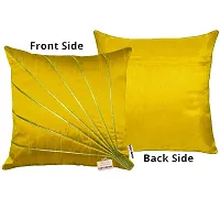 indoAmor Stripes Pattern Silk Cushion Covers (Yellow, 16x16 inches) - Set of 5 Pieces-thumb3